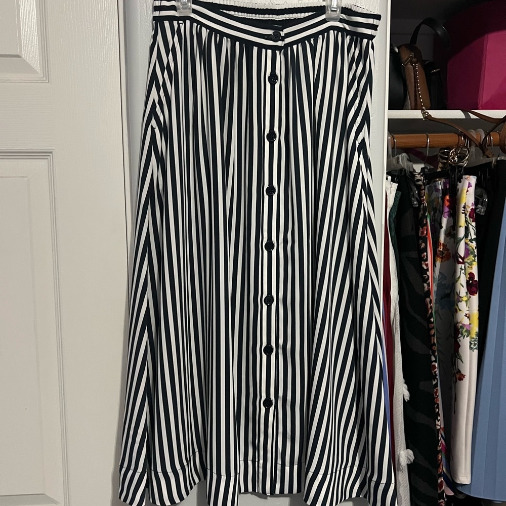 H&M Black and White Striped Maxi Skirt